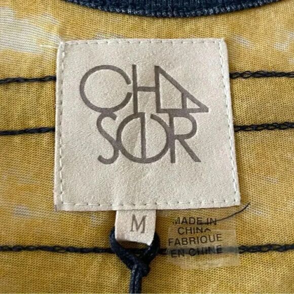 Chaser Revolve Mustard Navy Color Block Racerback Muscle Tank Top SZ M - Picture 4 of 11